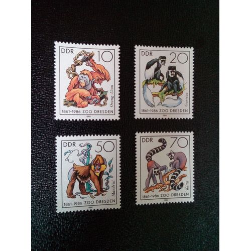 Timbre Allemagne / Rda Yt 2641 A 2644 Séries: 125 Ans Du Zoo De Dresde 1986 ( 0071004 )