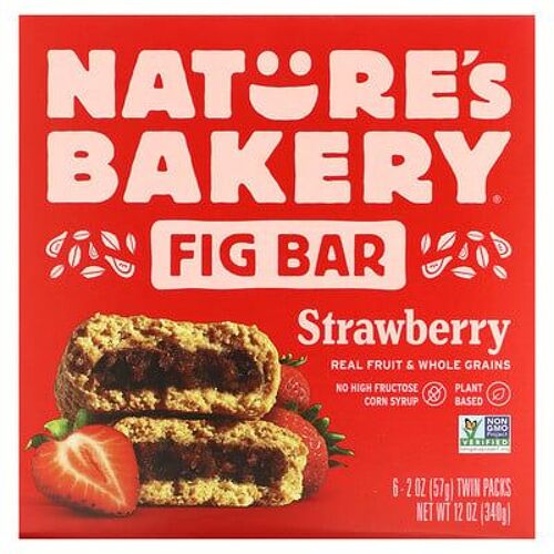Nature's Bakery Barre Aux Figues, Fraise, 6 Sachets Jumeaux, 57 G Chacun