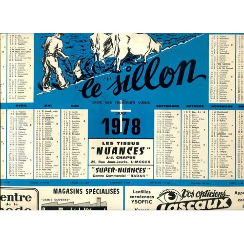 Calendrier - " Le Sillon " - 1978