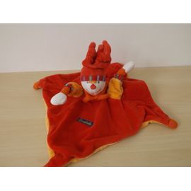 Doudou Clown Lutin Dragobert Rouge Orange Moulin Roty