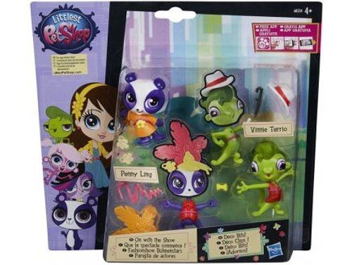 Littlest Pet Shop : Set de 2 Figurines Petshops A Customiser : Panda Penny Ling + Petshop Vinnie Terrio Le Lezard + Accessoire