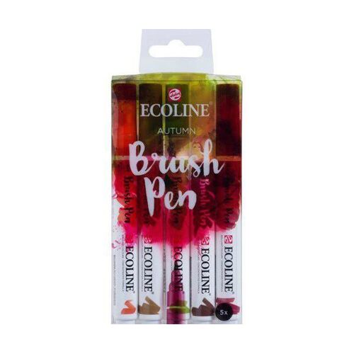 Royal Talens Feutre Aquarelle Coups De Pinceau Avec La Pointe Ecoline Kit (5ks) Automne Couleurs, Non-Permanent, Marqueurs, Marqueurs, Art Fournitures