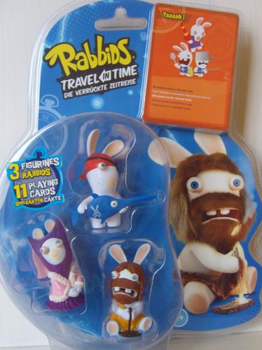 Lot 3 Figurines Rabbids Travel In Time + 11 Cartes À Jouer