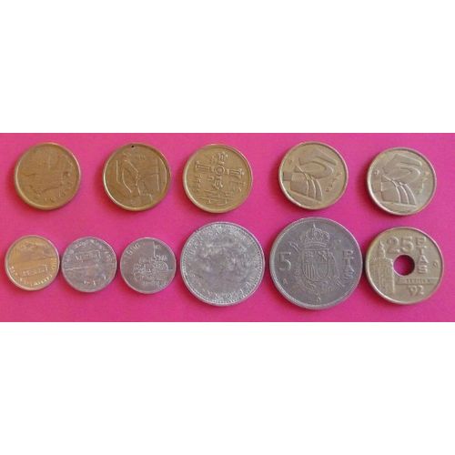 Espagne Lot De 11 Pièces Différentes De 1987 À 1998