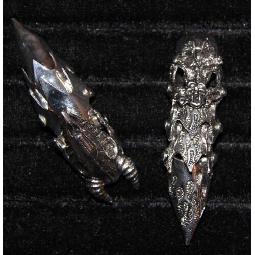 Mode Bijoux Lot De Bague Armure Matière Métal Couleur Argenté Gothique  (2 Pièce) Cosplay Deguisement