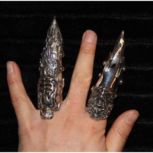 Mode Bijoux Lot De Bague Armure Matière Métal Couleur Argenté Gothique  (2 Pièce)