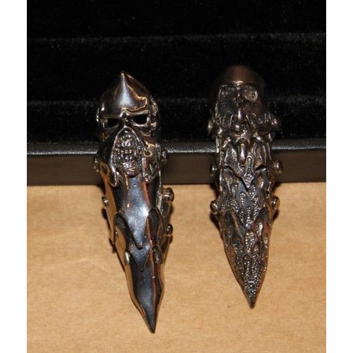 Mode Bijou Lot De Bague Armure Matière Métal Couleur Argenté Gothique  (2 Pièce)