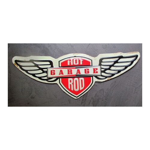 Plaque Hot Rod Garage Aillé 53x19cm Imitation Ancienne Tole Pub Metal