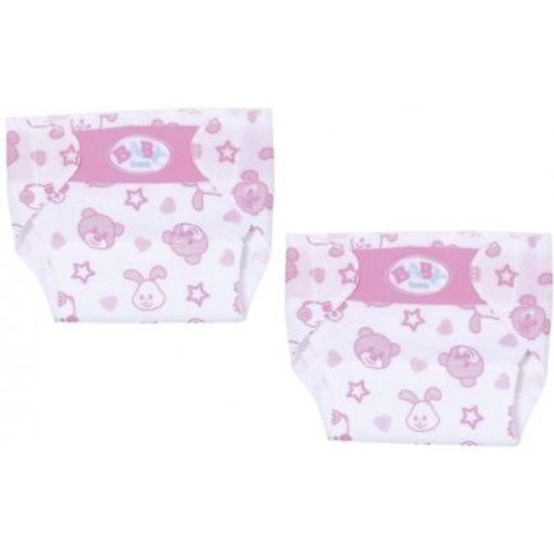 Pack De 2 Couches Culotte En Tissu Blanc Et Rose Baby Born Pour Poupon Ou Poupee 36cm - Motif Lapin / Ours