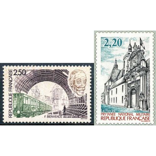 France 1987, Très Beaux Timbres Neufs** Luxe Yvert 2452, Fulgence Bienvenue, "Père Du Métro Parisien" Et 2479, Prytanée Militaire De La Flèche.