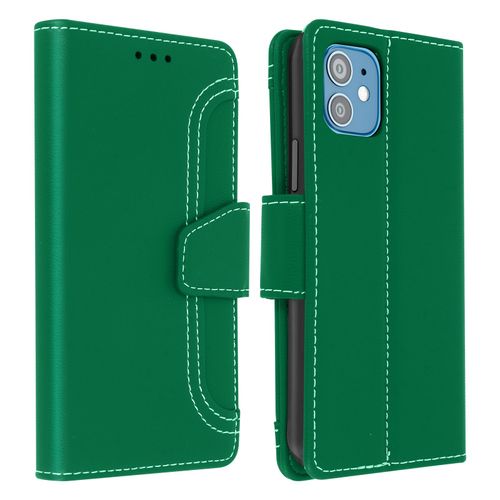 Housse Apple Iphone 12 Mini Étui Folio Portefeuille Fonction Support Vert