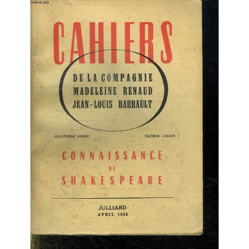 Connaissance De Shakespeare. Quatrieme Annee Seizieme Cahier.