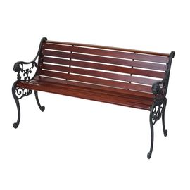 Banc De Jardin Hwc-F98, Banc Du Parc, Banquette En Bois   2 Places, 125cm Marron