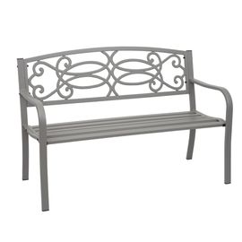 Banc De Jardin Hwc-F44, Banc Du Parc, 2 Places, Acier Thermolaqué   Gris