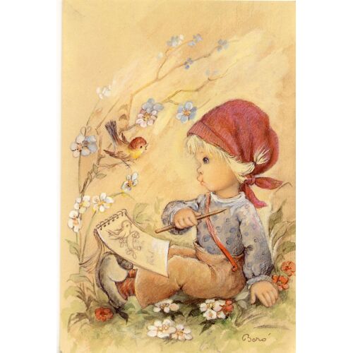 Baro, Petite Fille Dessinant Un Oiseau