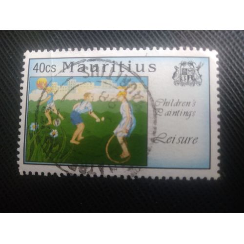 Timbre Ile Maurice Y T 825 Jouer Avec Des Balles, Sauter À La Corde 1994 ( 090708 )