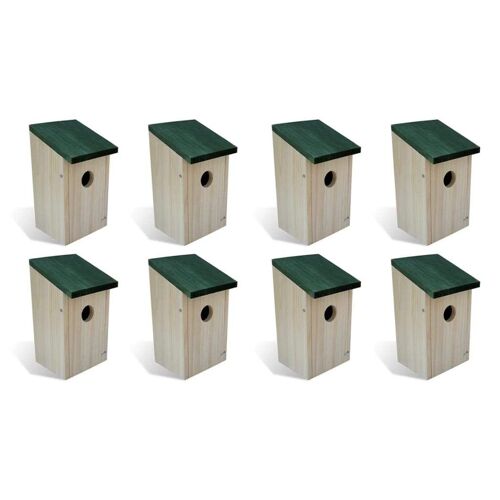 Nichoir Oiseaux Pour Extérieur 8 Pièces En Bois 12x12x22 Cm Dec020825