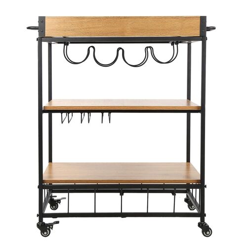 Chariot mobile industriel rustique de vin de protection de rouille de support de chariot à manger avec la roue pour la cuisine