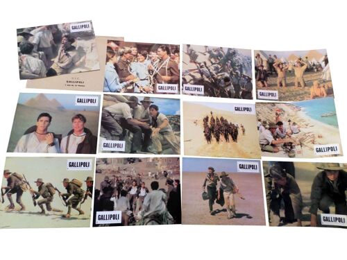 Gallipoli : Jeu De 12 Photos D'exploitation Cinématographique - Format 21x27 Cm - De Peter Weir Avec Mel Gibson, Mark Lee, Bill Kerr, Heath Harris, Robert Grubb, Heath Harris, Ron Graham - 1981