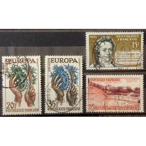 Europa 1957 - Mécanisation Agriculture 20f (N° 1122) + Mécanisation Agriculture 35f (N° 1123) + Bimillénaire De Lyon 20f (N° 1124) + Thénard 15f (N° 1139) Obl - France Année 1957 - Brn83 - N33124