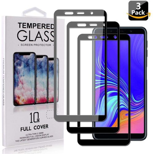 [3 Pièces Film De Protection En Verre Convient Pour Samsung Galaxy A7 2018 A750,Film De Protection Entièrement Recouvert, Film De Protection D'écran Hd -(Noir)