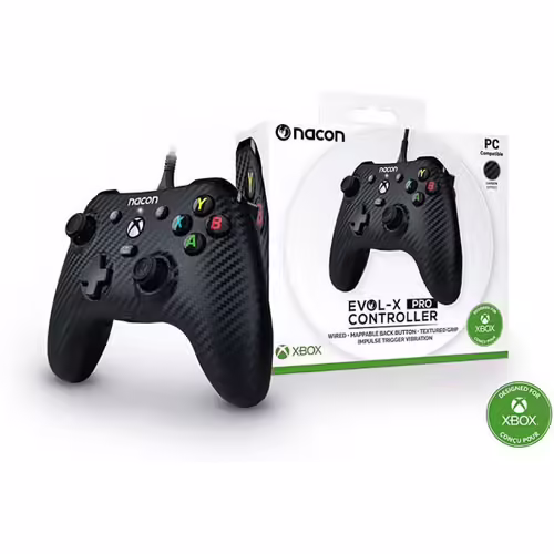 Manette filaire EVOL-X Nacon effet carbon pour Xbox Series X/S, compatible PC avec un câble détachable de 3 mètres