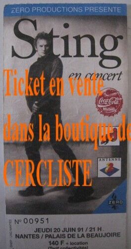 Ticket De Concert Sting 1991