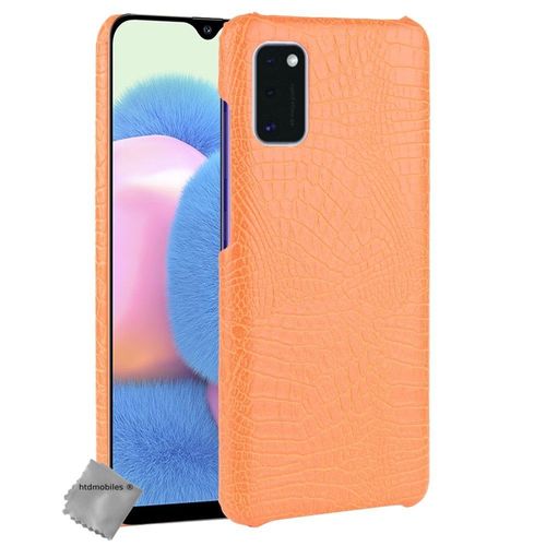 Housse Etui Coque Rigide Simili Cuir Crocodile Pour Samsung Galaxy A41 + Verre Trempe - Orange