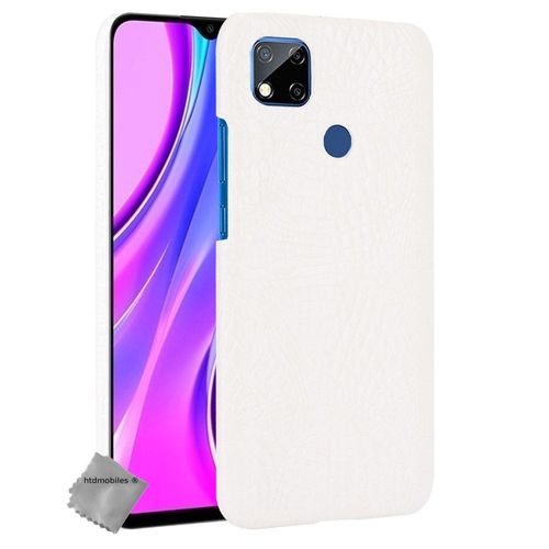 Housse Etui Coque Rigide Simili Cuir Crocodile Pour Xiaomi Redmi 10a + Verre Trempe - Blanc