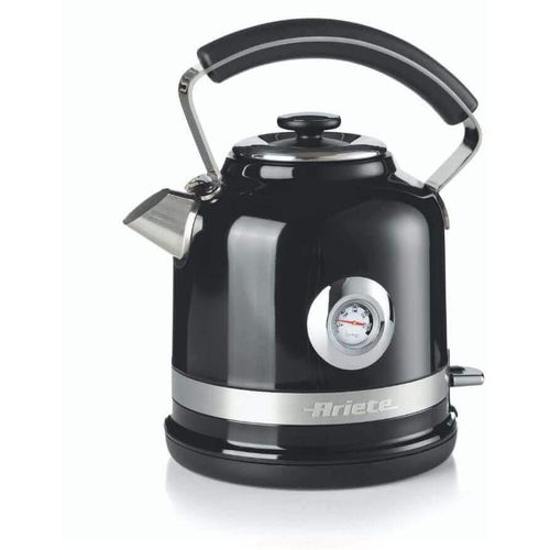 Ariete 2854 Bouilloire électrique moderne, 2000 W, capacité 1,7 L, sans fil, 360°, système d'arrêt automatique, filtre amovible, niveau d'eau visible, thermomètre Noir