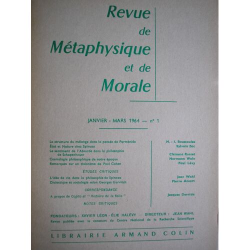 Revue De Metaphysique Et De Morale N°1 (Janvier-Mars 1964)