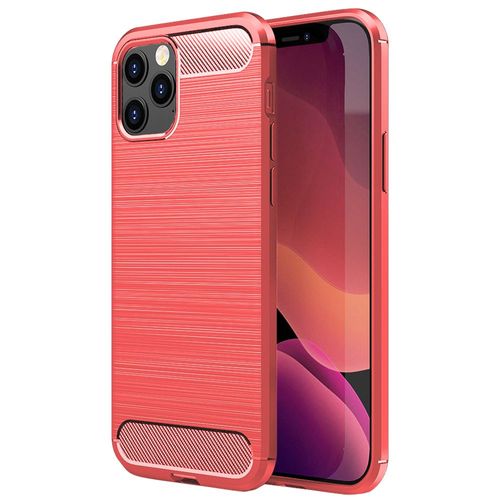 Coque Silicone Iphone 12 Mini, Motif Fibre De Carbone Souple Antichoc - Rouge