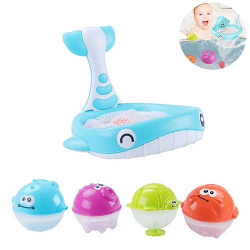 2 En 1 Jouets De Bain Pour Enfants Boule De Baleine Avec Cuillère Net Jouets De Pêche Enfants Pêche Poisson Eau Musique Jouets De Bain