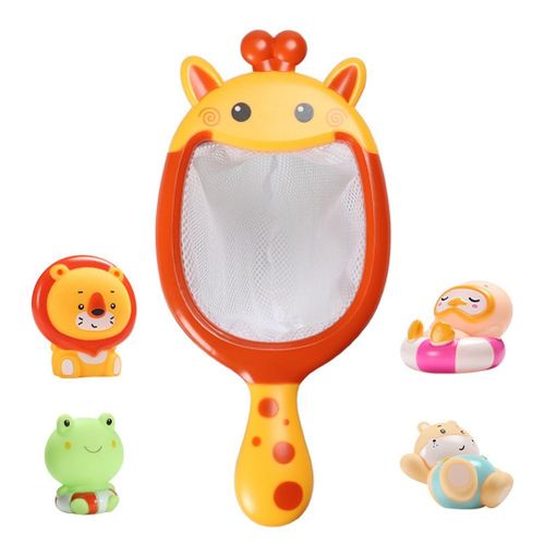 5 Pièces/Ensemble Bébé Bain Jouets Girafe Filet De Pêche Jouets De Pêche Enfants Salle De Bain Piscine Douche Pincement Musique Bain Jouets