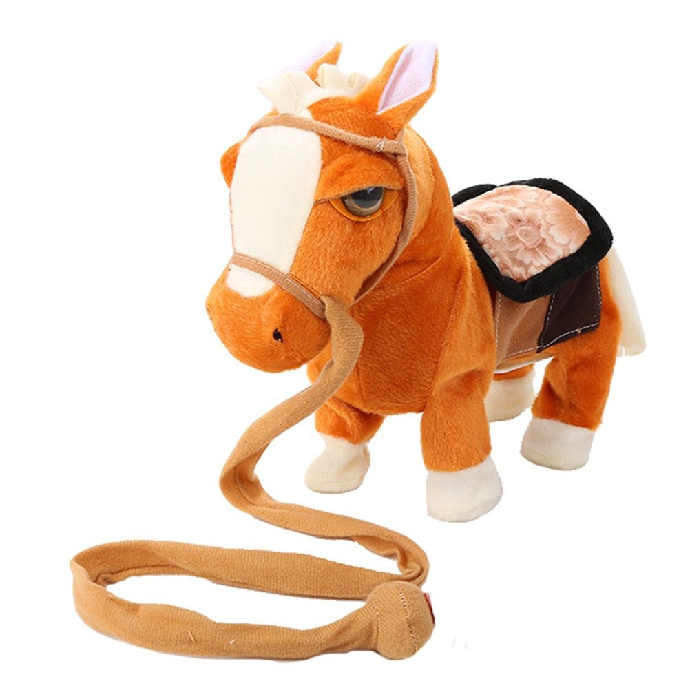 Cheval En Peluche électrique à Pois, Poney Interactif à Pois Marron Et