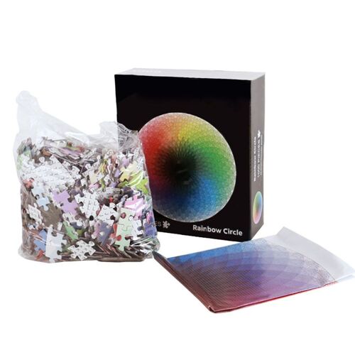 1000 Pièces De Puzzle De Décompression Adulte Jouet Dégradé Couleur Arc-En-Ciel Rond Puzzle Éducatif Pour Enfants Jouet Cadeau