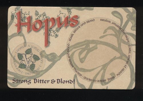 Sb Sous Bock Sous Verre Beer Mat Hopus Strong Bitter & Blond 5 Houblons