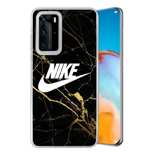 Coque pour Huawei P40 PRO - Nike Logo Gold Marbre