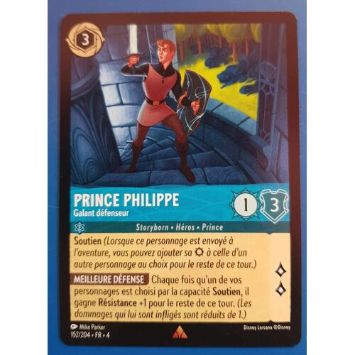 Carte Lorcana Disney (Chapitre 4) Rare (152/204) Prince Philippe - Galant Défenseur