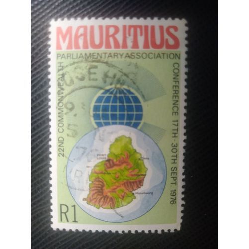 Timbre Ile Maurice Y T 423 Emblème Du Commonwealth, Carte De Maurice 1976 ( 090708 )