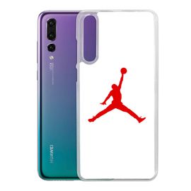 Coque Pour Huawei P20 Lite - Jordan Basketball Logo Blanc
