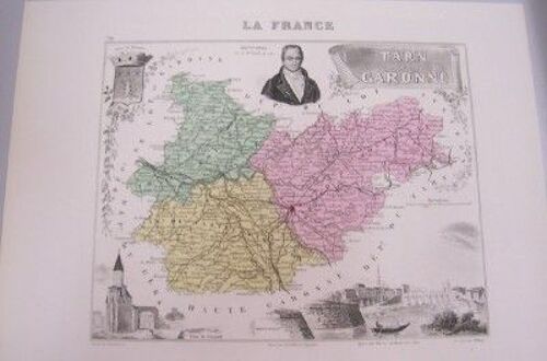 Gravure Ancienne De Departement : Tarn Et Garonne