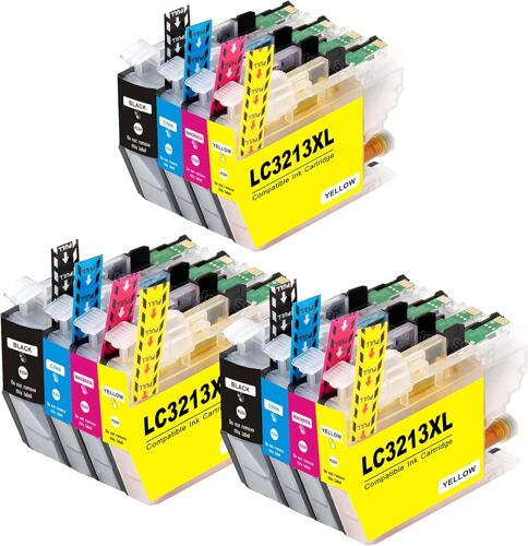 Compatible LC 3213 Cartouche d'encre Remplacement pour LC-3213 LC3213 LC-3211 Compatible avec DCP-J772DW DCP-J572DW MFC-J491DW J895DW J774DW J497DW MFC-J890DW, 3 Noir 3 Cyan 3 Magenta 3 Jaune
