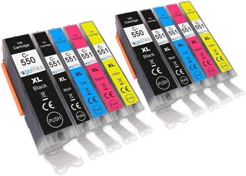 2 Ensemble de 5 Cartouches d'encre à remplacer PGI-550 & CLI-551 Compatible/Non-OEM pour PIXMA Imprimantes (10 Encres)
