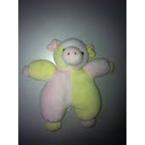 Doudou Cochon Jaune Et Rose Plat Cp International