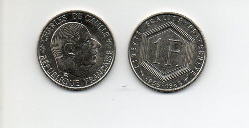 1 Franc 1988 Rousseau Charles De Gaulle Nickel
