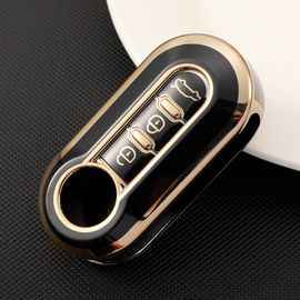 Coque De Protection Pour Clé De Voiture Pliante À Distance,3 Boutons,Étui En Tpu Doré,Porte-Clés Protecteur,Fiat 500,Ducato,Krasnopunto - Type Black Key Case