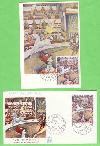 Lot D'une Enveloppe Et D'une Carte Premier Jour - Le Cirque De G Seurat - 1969