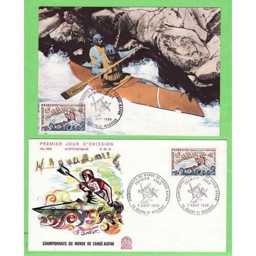 Lot D'une Enveloppe Et D'une Carte Premier Jour - Champoinnats De Monde De Canoé-Kayak À Bourg Saint Maurice - 1969