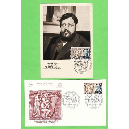 Lot D'une Enveloppe Et D'une Carte Premier Jour - Cinquantenaire De L'organisation Internationale Du Travail  - 1969